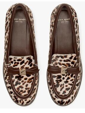 Kate Spade New York Deco Bow Loafers – Leopard Haircalf | Size 8 | NIB
